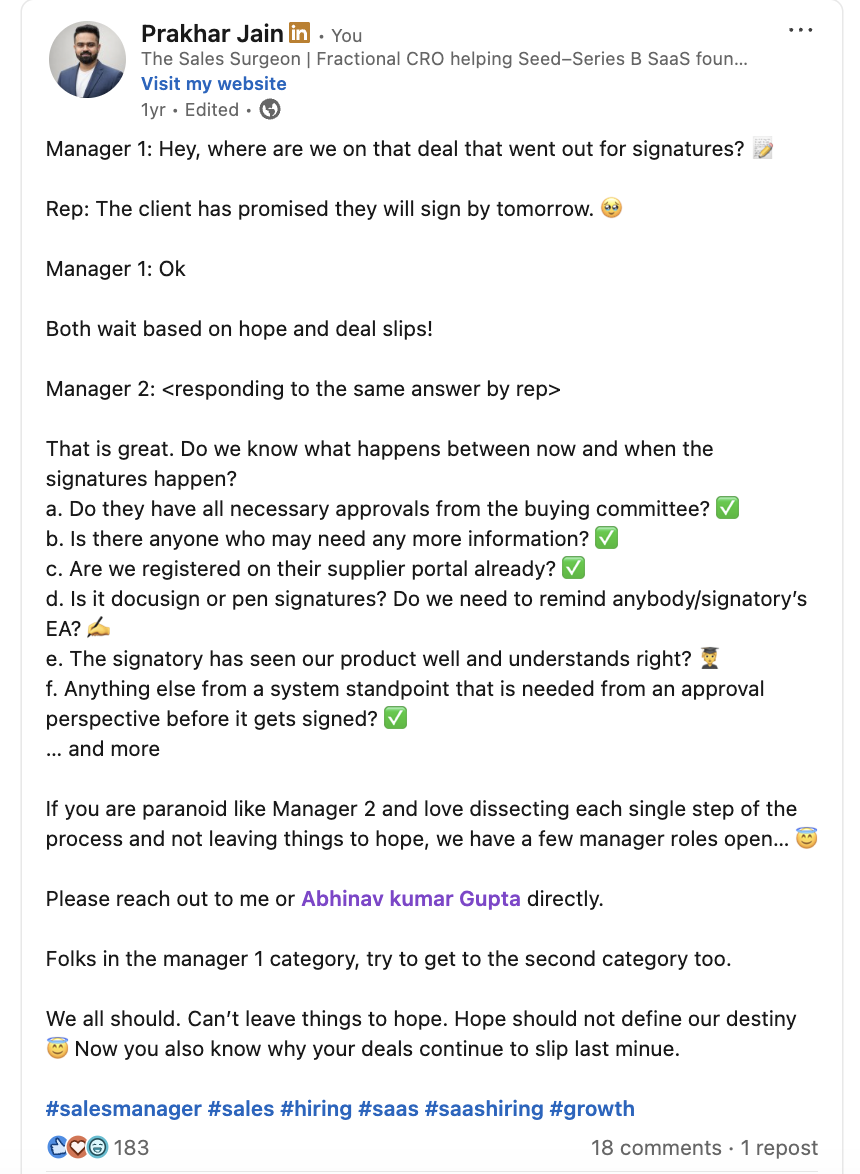 LinkedIn post